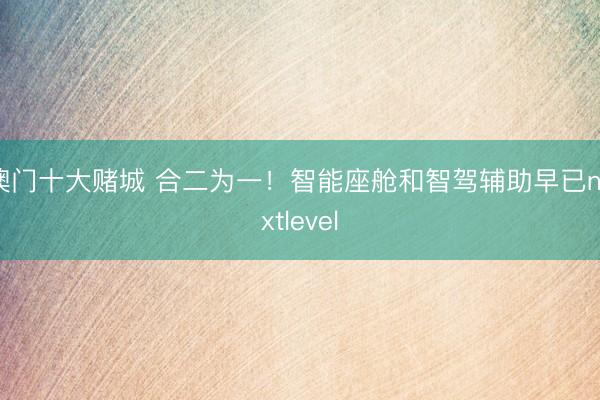 澳门十大赌城 合二为一！智能座舱和智驾辅助早已nextlevel