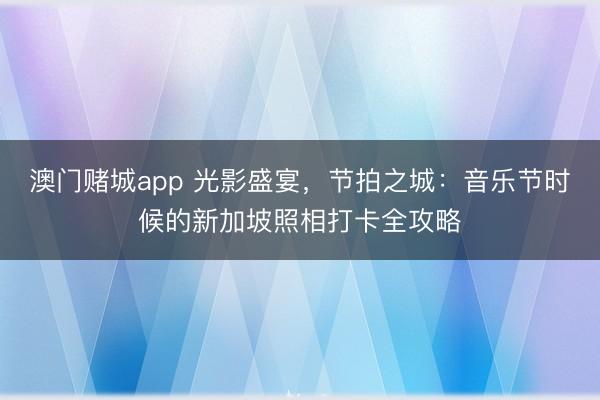 澳门赌城app 光影盛宴，节拍之城：音乐节时候的新加坡照相打卡全攻略