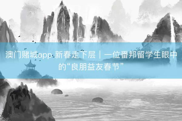 澳门赌城app 新春走下层|一位番邦留学生眼中的“良朋益友春节”