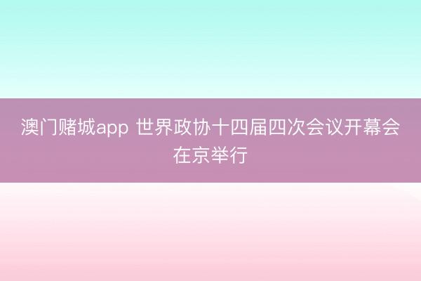 澳门赌城app 世界政协十四届四次会议开幕会在京举行